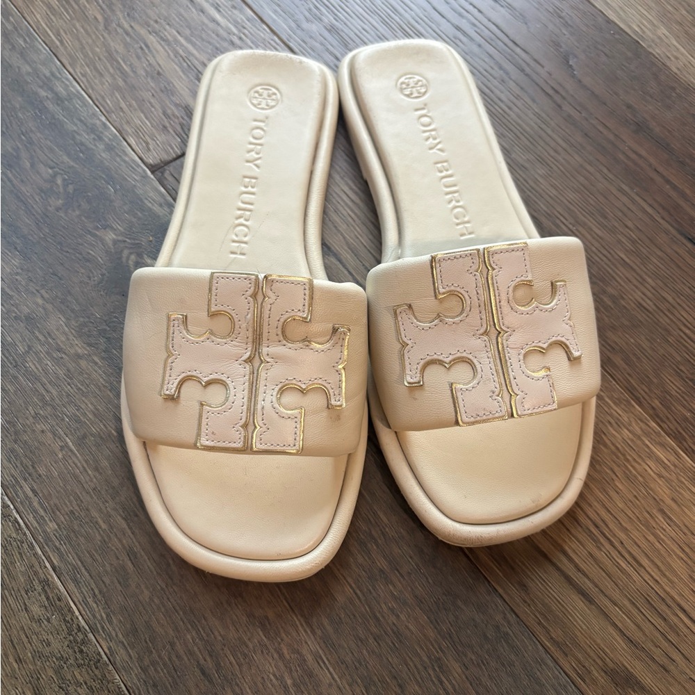Tory Burch Beige Slide Sandals